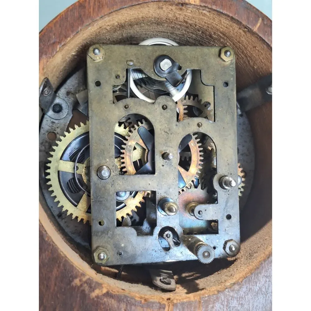 Antique Oak Mechanical Alarm Mantel Clock German Movement Arched Case- WORKING!